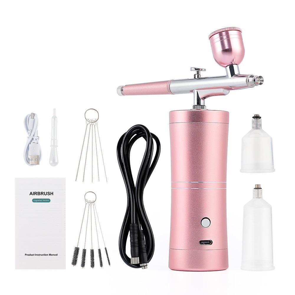 Portable 0.3mm Black Single Action Airbrush Mini Air Compressor Kit Nano Fog Mist Spray Gun for Cake Makeup Nail Art Tools