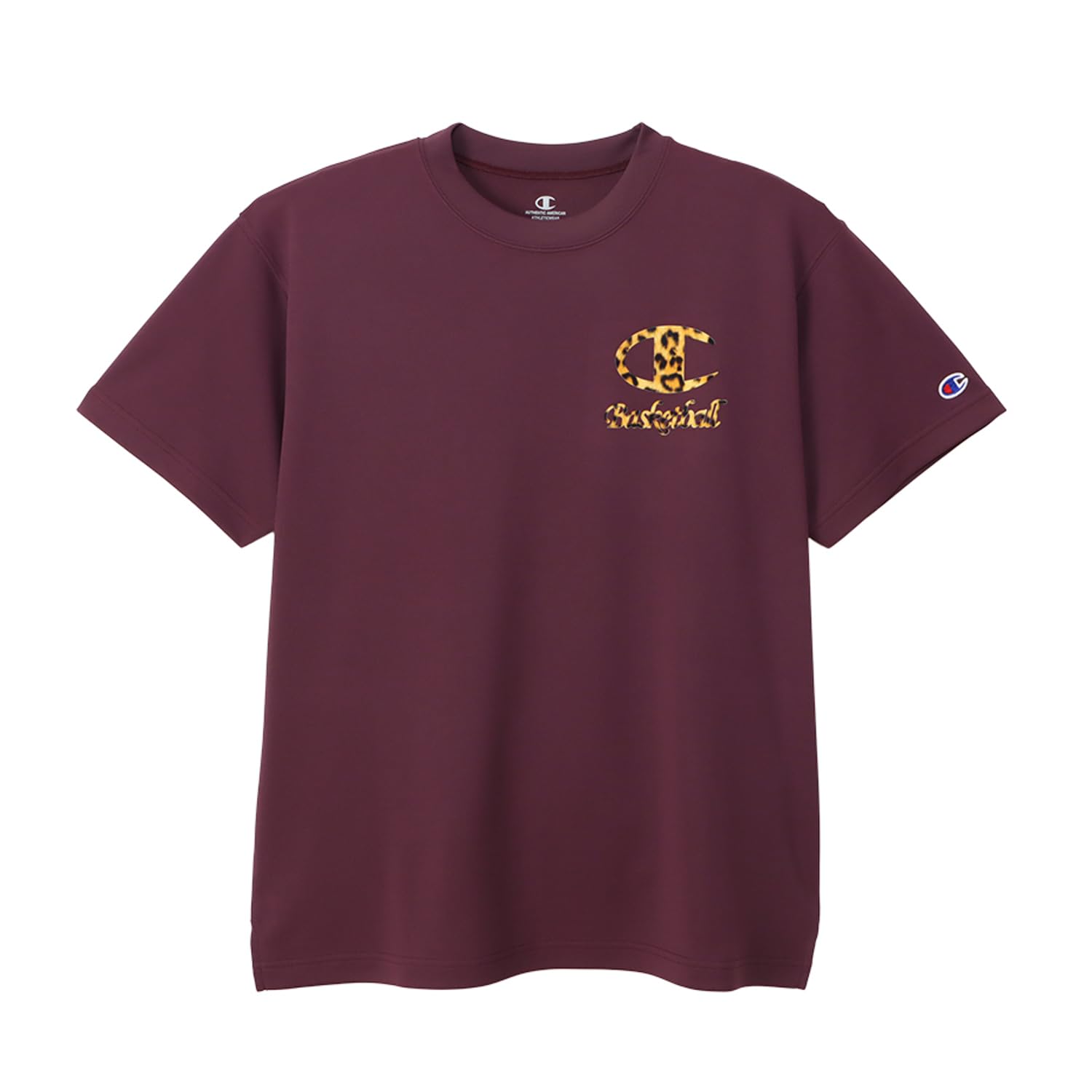 

Short Round Odor Quick One Point Short Sleeve Maroon [Champion] T-Shirt, Sleeve, Neck, Antibacterial, Resistant, Drying, Logo, Women s T-Shirt, малиновый