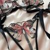 Women'S Sexy Butterfly Embroidery Sheer Mesh Lingerie Set See Through Temptation Bra Panty Outfit Shelf Bra