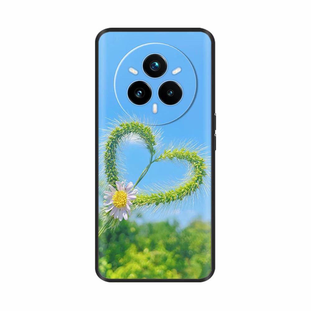 Für Realme 14 Pro Plus Hülle Rückseite Girly Mode Herz Blume Malerei Weiche TPU Hülle Fundas Für Oppo Realme 14 Pro+ Hüllen