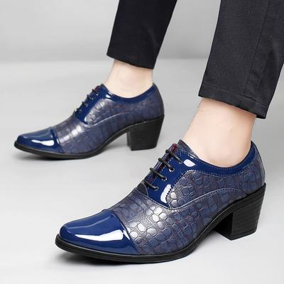 Men High Heels Blue Derby Brown Wedding Dress Dance Business Elevator Shoes Black Height Increase Tuxedo Shoes Large Size