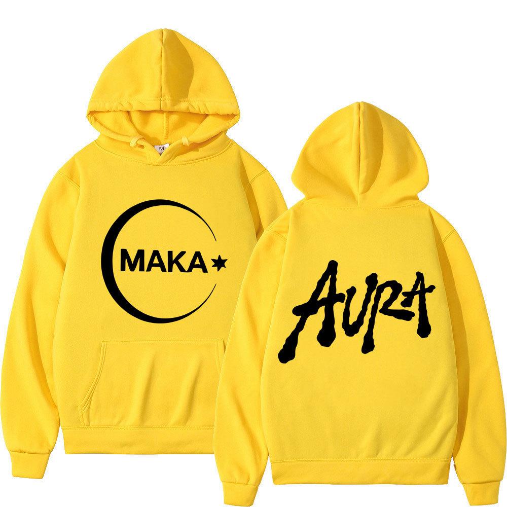 

Rapper Maka Aura 2025 Tour Album Merch Vintage Hoodie Men Autumn Winter Fleece Streetwear Tops XXXL