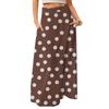 Falda Maxi Larga Relajada Drapeada Casual de Ocio para Mujer Estampado de Lunares Plegable Cintura Alta Con Bolsillo