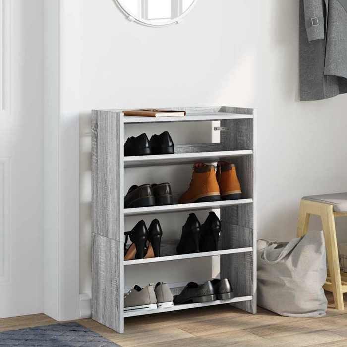 VidaXL Étagère à chaussures sonoma gris 60x25x81 cm bois d'ingénierie 859883