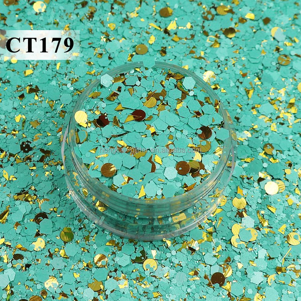 Bulk Polyester Glitter Solvent-resistant Chunky Mixed Glitter for Tumbler Resin Crafts