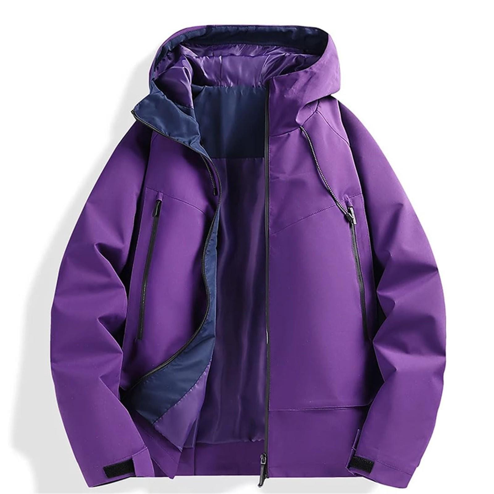

Мужская повседневная спортивная куртка Водонепроницаемая Легкая с капюшоном Для пеших прогулок Гольфа Дождевики С карманами L фиолетовый