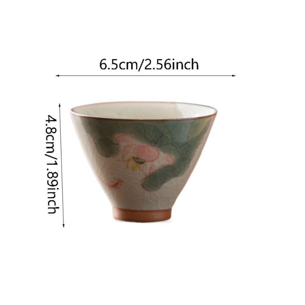 Lotus Graphic Ge Kiln Ceramic Tea Cup Hand-painted Tea Tasting Cups Kung Fu Tea Cup  Tea Making
