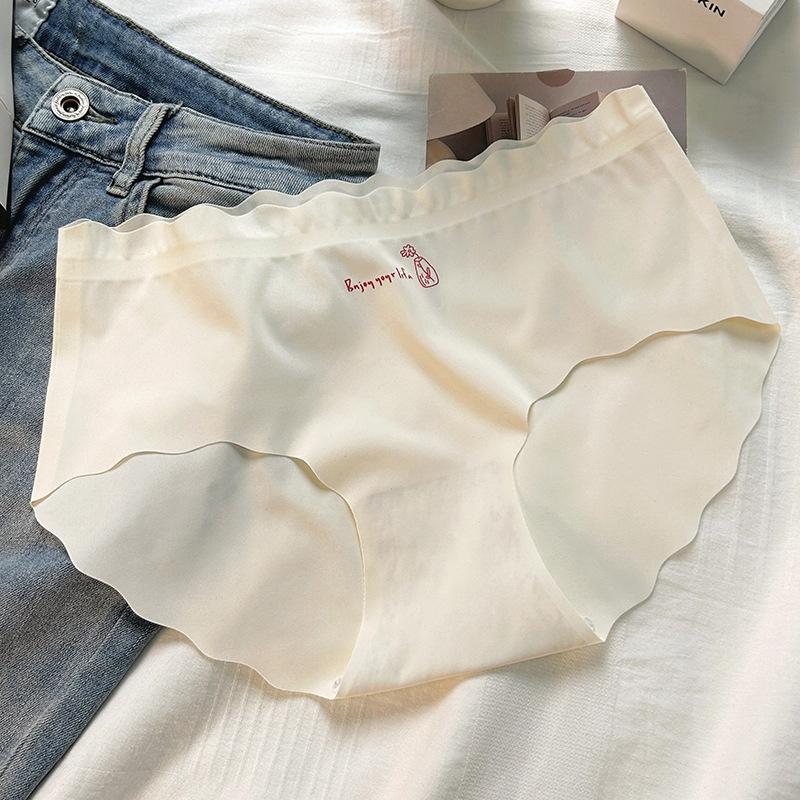Summer Ice Silk Underwear Women's Middle Waist I Leave No Trace Breathable Soft Thin Skin Friendly Triangle Panties