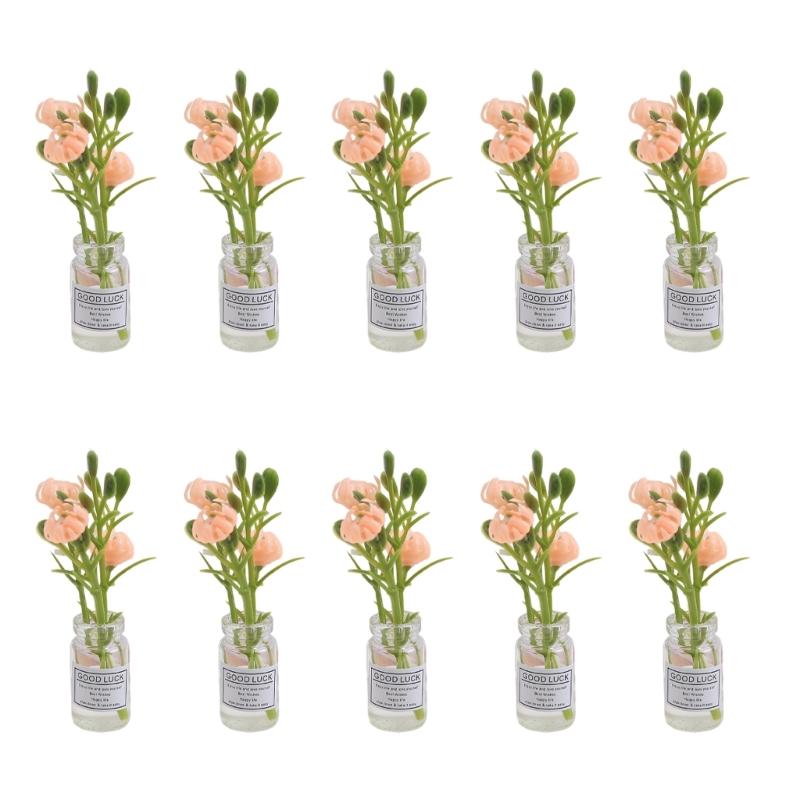 10pc Dashboard Center Console Mount Greenery Decoration Glow Small Figurines Decors Miniature Potted Flowers Ornament