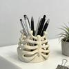 Ribcage Pen Holder Gothic Makeup Brush Holder 3D Printed Anatomy-Themed Skull Pen Holder Desktop Organizer for Vanity Desk Office Room Decor