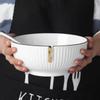 Set of 2 Large 8-Inch Nordic Style Ceramic Soup Bowls - Creative Simple Design, Perfect for Soups and Salads.
