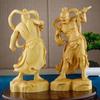 Wood carving Hum Ha Two Will Door God Statue  Chinese Mythological figure Home Living Room Office Feng Shui Guardian StatueApair