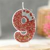 Red Birthday Number Candles Crown Glitter Red Candles For Cake 3D Shape Cake Topper Decoration For Wedding Reunions Theme Partie