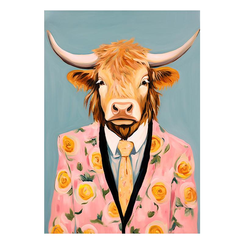 Al Dyreportrettmaleri Moderne Veggkunst Lerret Plakattrykk Abstrakt Tegneserie Fargerikt Bilde Stue Hjemmedekor Cuadros