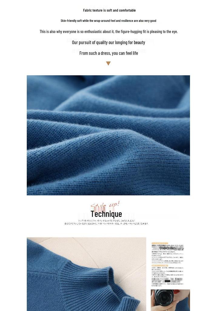 Women's Korean Style Stand Collar Knitted Sweater - Loose, Thick High Neck Pullover for Autumn & Winter