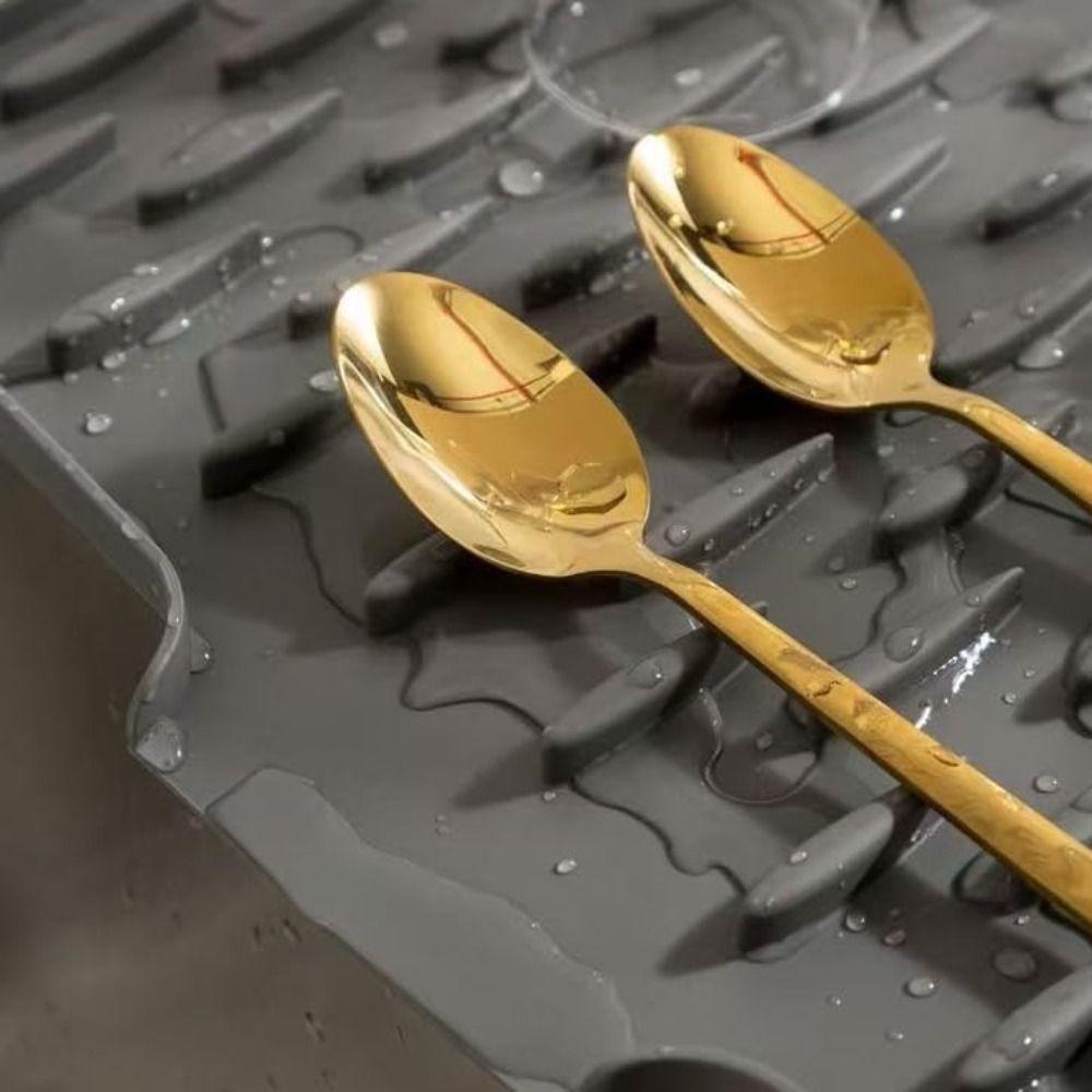 Foldable Dish Drying Mat Large Size Sink Placemat Creative Silicone Drainage Mat  Kitchen Tableware