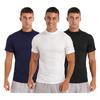 Herren 3-teiliges Mock-Neck Kurzarm-T-Shirt Lässiges einfarbiges Slim-Fit Oberteil Unterhemd Set