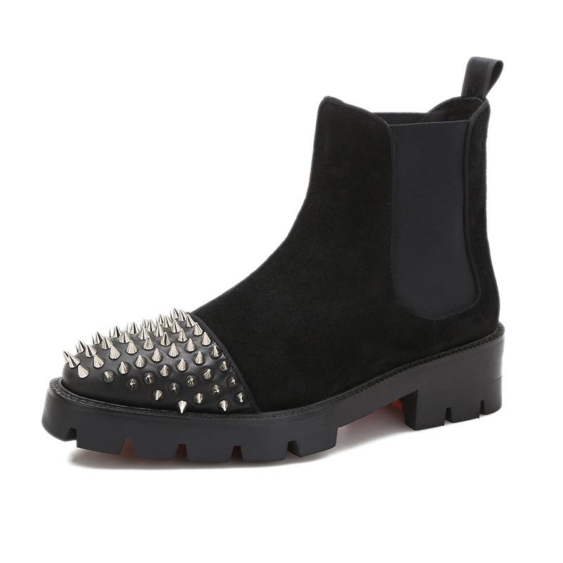 

Ботинки челси, мужские ботинки, кожаные ботинки с высокими берцами и заклепками, осенние и зимние ботинки из воловьей кожи с верхним слоем, мужские ботинки в стиле панк, матовые кожаные ботинки 44