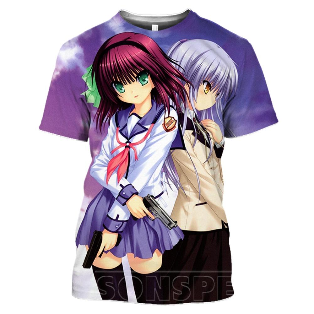 

Футболки SONSPEE с 3D-принтом, мультяшные, с коротким рукавом, мужские футболки в стиле хип-хоп, женские, аниме, Angel Beats, топы для девушек, сексуальные мужские футболки для улицы 6XL