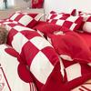 4 Piece Washed Cotton Bed Sheet Set Brushed Finish Duvet Cover Pillowcase For Years Round Comfort Family Household Use
