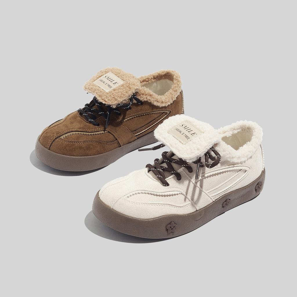Belle winter velvet Maillard board shoes tide Korean version low-top student warm sports two cotton shoes