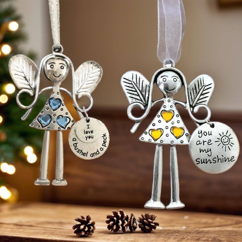 Kovové andělské ozdoby na vánoční stromek - Bláznivě krásní přátelé navždy, Závěsní andělé, Kreativní ozdoba na vánoční stromek