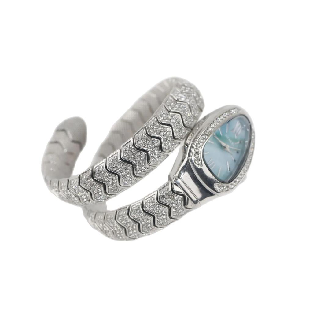 Heißer Verkauf Silber Gold Quarzuhren Damenmode Einzigartige Schlange Voll Diamant Uhr für Damen Bling Luxusuhr Uhr Relogio