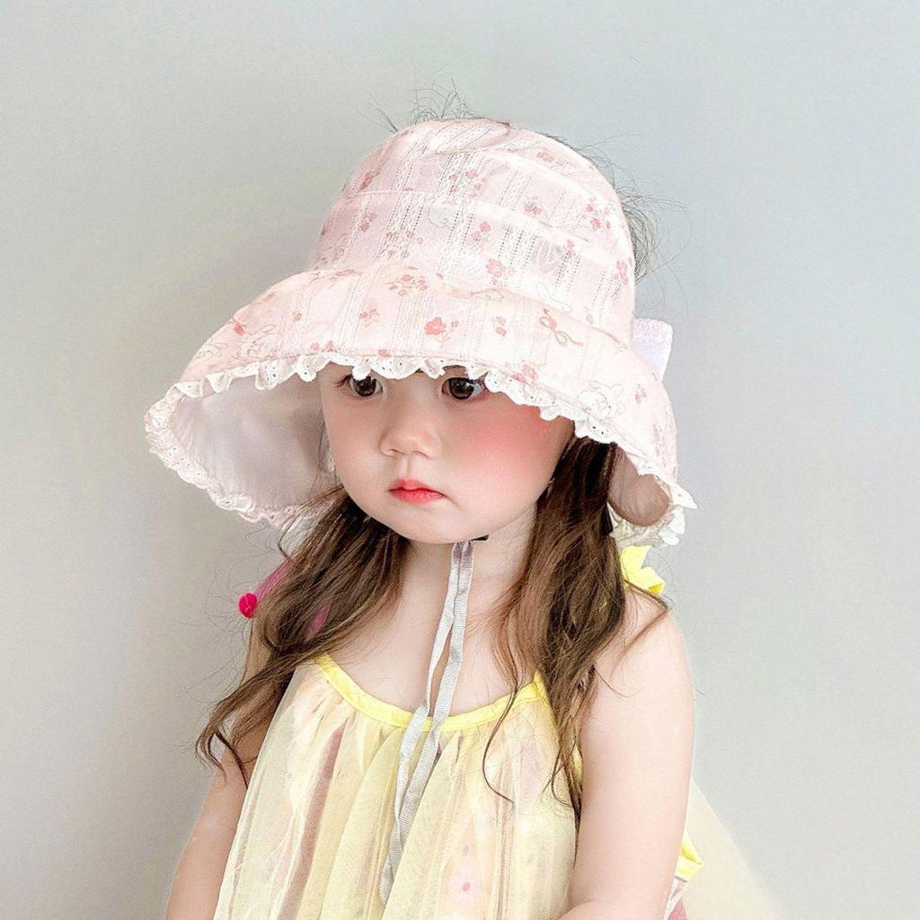 Children's UV Protection Summer Sun Hat - Sweet Princess Wide Brim Visor for Baby Girls