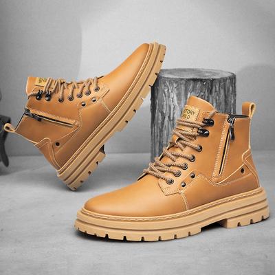 ModaModa Botas de Cavaleiro Personalizadas Masculinas Botas de Trabalho Botins Masculinos Couro Genuíno Casual Botas Curtas Sapatos Elevados