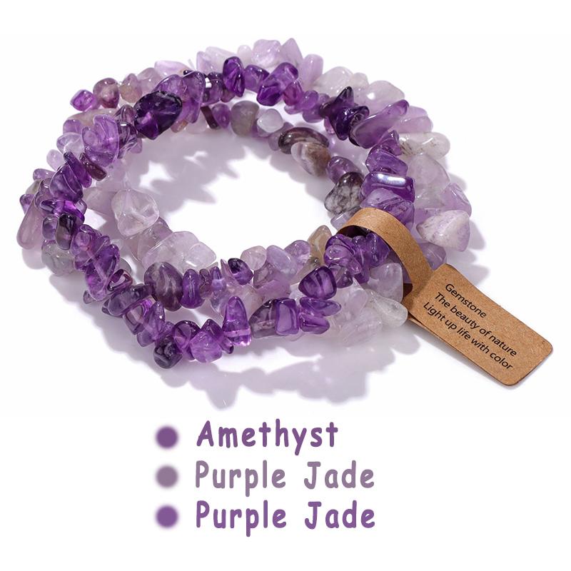 

Браслет из натуральных кристаллов и драгоценных камней 5-8 мм, неправильной формы, из аметистов и аквамарина, браслеты из чипсов, женские и мужские эластичные украшения 19CM
