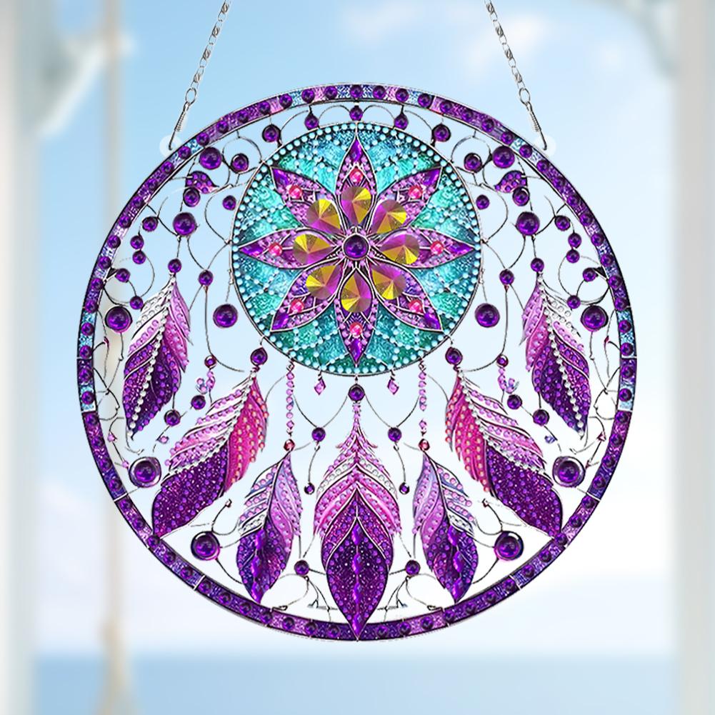 Animal Dream Catcher DIY Diamond Art Pendant Kit Diamond Painting Ornaments Diamond Painting Hanging Pendant for Wall Window