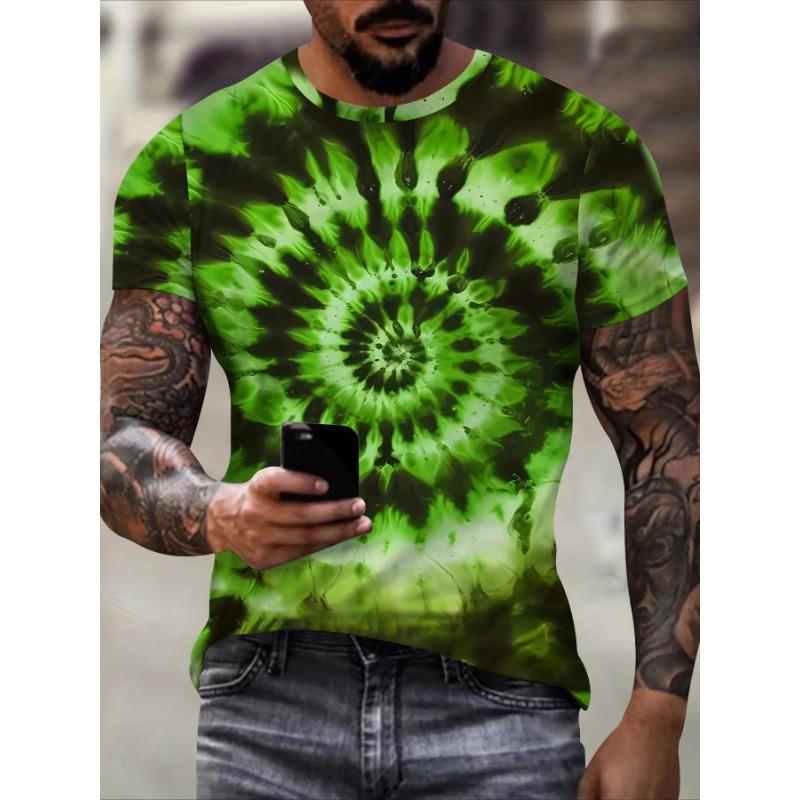 New 3D T-shirt for Men's Hip Hop Short Sleeve Top, Fire Ball Harajuku Men's T-shirt