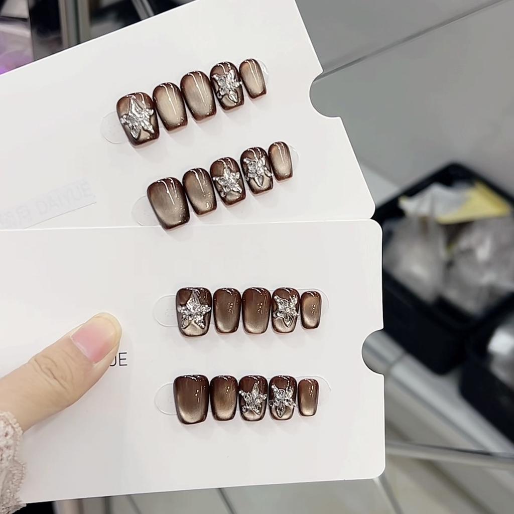 Pure Hand-made Phototherapy Wear Nail Black and Black Finished Product Reusable Nail Patches