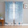Christmas And Winter Silver Cedar Leaves Curtains For Living Room Bedroom Home Decoration Window Voile Tulle Curtain Drapes