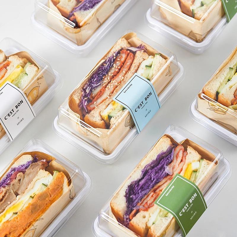 10/50Pcs Sandwich Packaging Box Half-Piece Sandwich Burger Packaging Case Baking Picnic Lunch Box Disposable Plastic Lunch Box