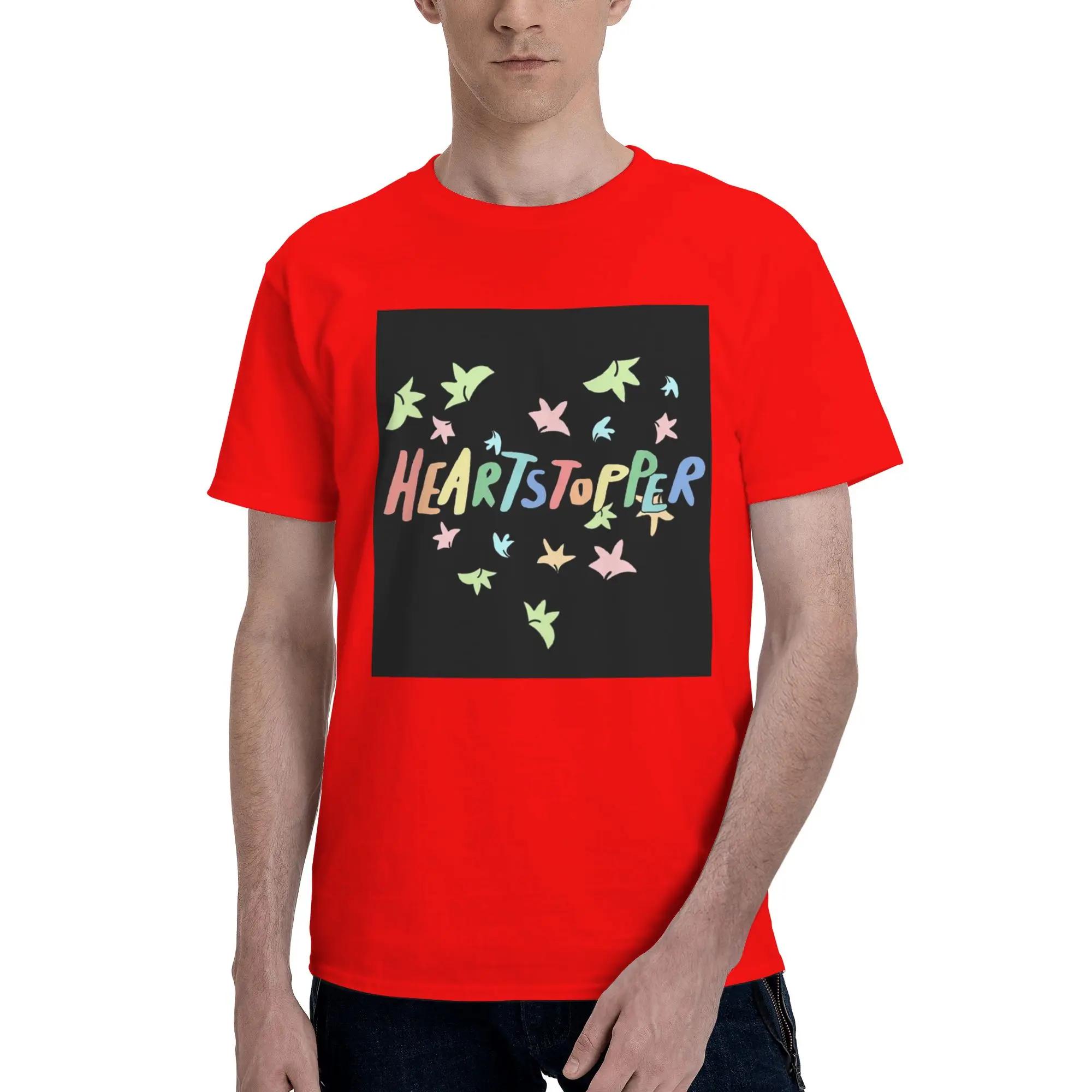 Heartstopper Heart Of Leaves Men TShirt Oversized T Shirts Mens Round Neck Cotton Tees Short Summer Male S