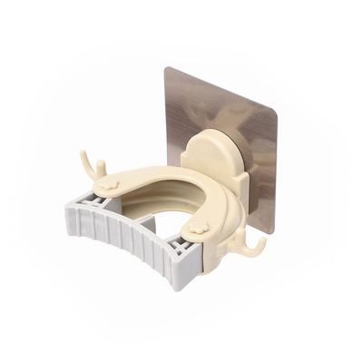 Plastic Mop Clip Wall Mounted Adhesive Broom Storage Rack Multifunctional Bathroom Holder Beige