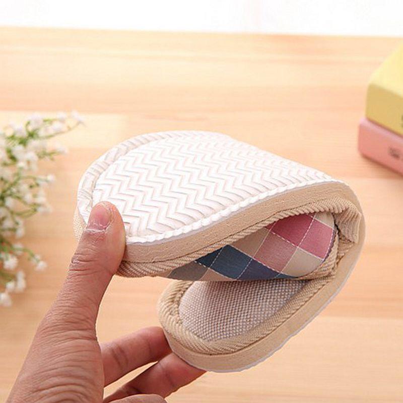 Four Seasons Indoor/Outdoor Plaid Linen Slippers with Non-Slip Foam Sole - Free Gift Included