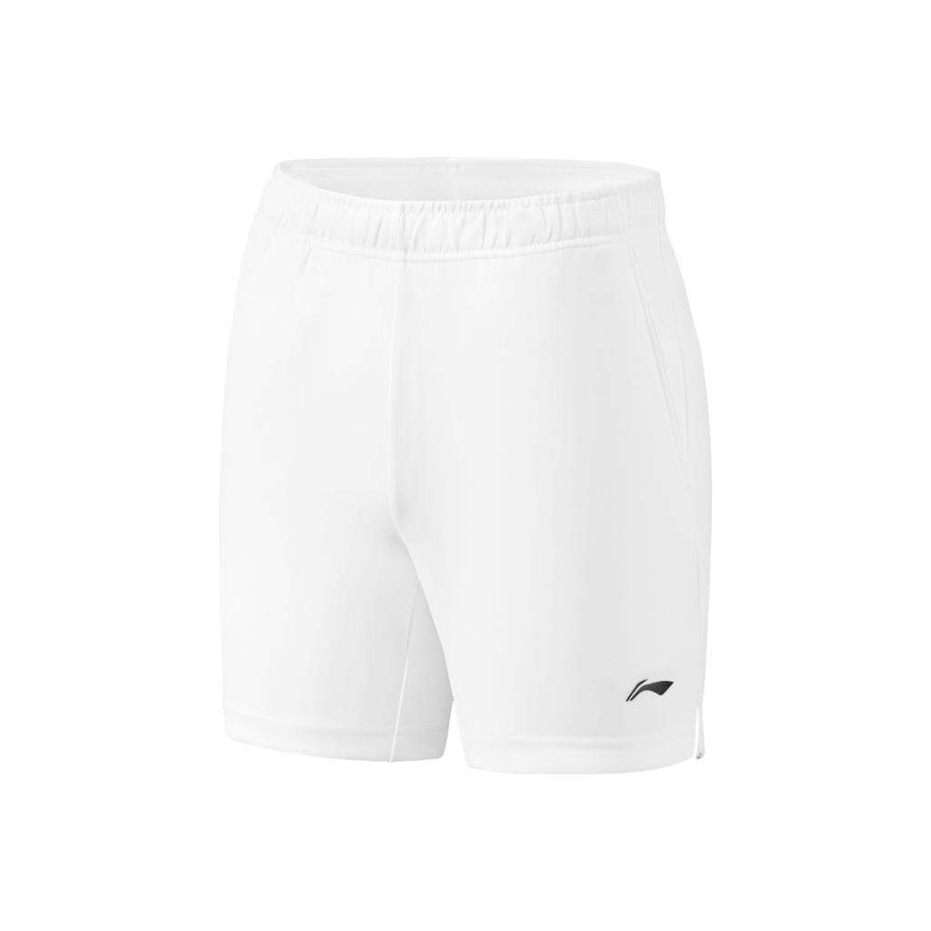 Li Ning Badminton Series Solid Color Mid Waist Straight Leg Competition Sports Shorts Men Shorts White AAPR379-7
