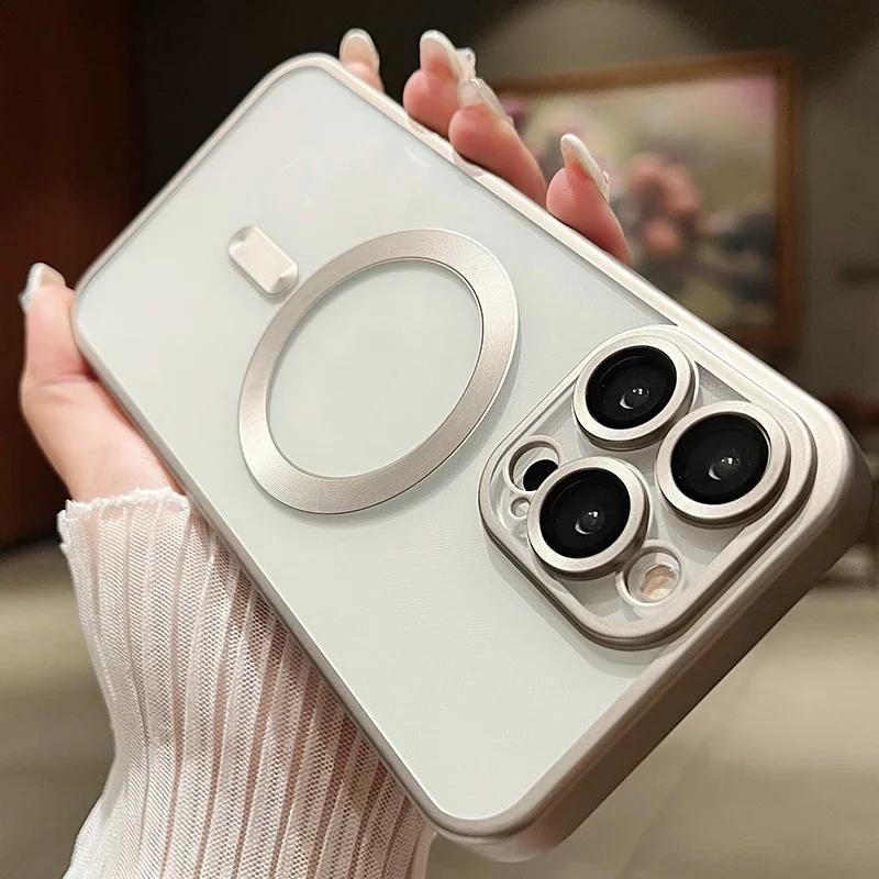 Magnetic Case For iPhone 15 14 13 12 11 Pro Max Plus Fashion Plating Frosted Matte For Magsafe Bumper Cases Cover Funda