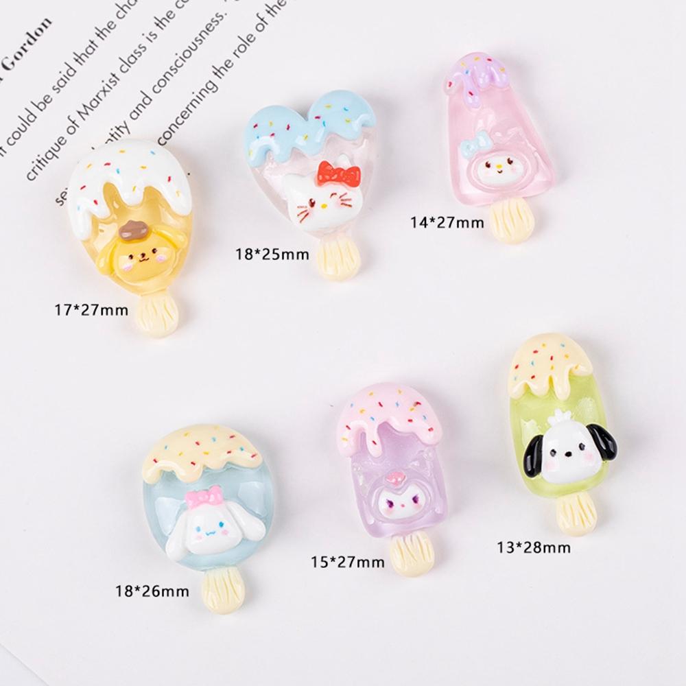 10 Pcs New Cartoon Bright Surface Ice Penetration Ice Cream Resin Flatback Jewelry Making Manicure Hairwear Accessories A30