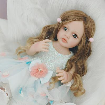 55cm Schöne Weiche Reborn Baby Spielzeug Realistische Mini Baby Reborn Kind Mit Haaren Entitätspuppe für Mädchen Kleinkind Geburtstagsgeschenk Für Kinder