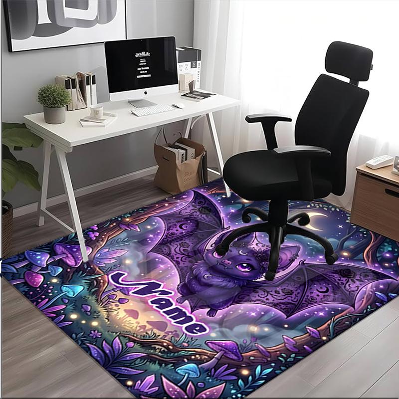 1PC Custom Name Purple Fantasy Creature Theme Floor Mat Ideal for Living Room, Game Rooms, Office, Bedroom,Floor Mat Playful Design