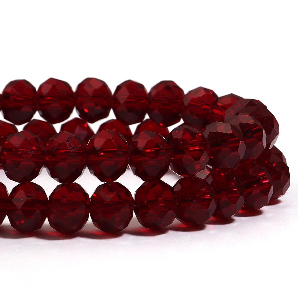 1 Strand Faceted Crystal Beads Deep Red Glass Loose Spacer Beads For Jewelry Making DIY Necklace Bracelets Accessories 3/4/6/8mm