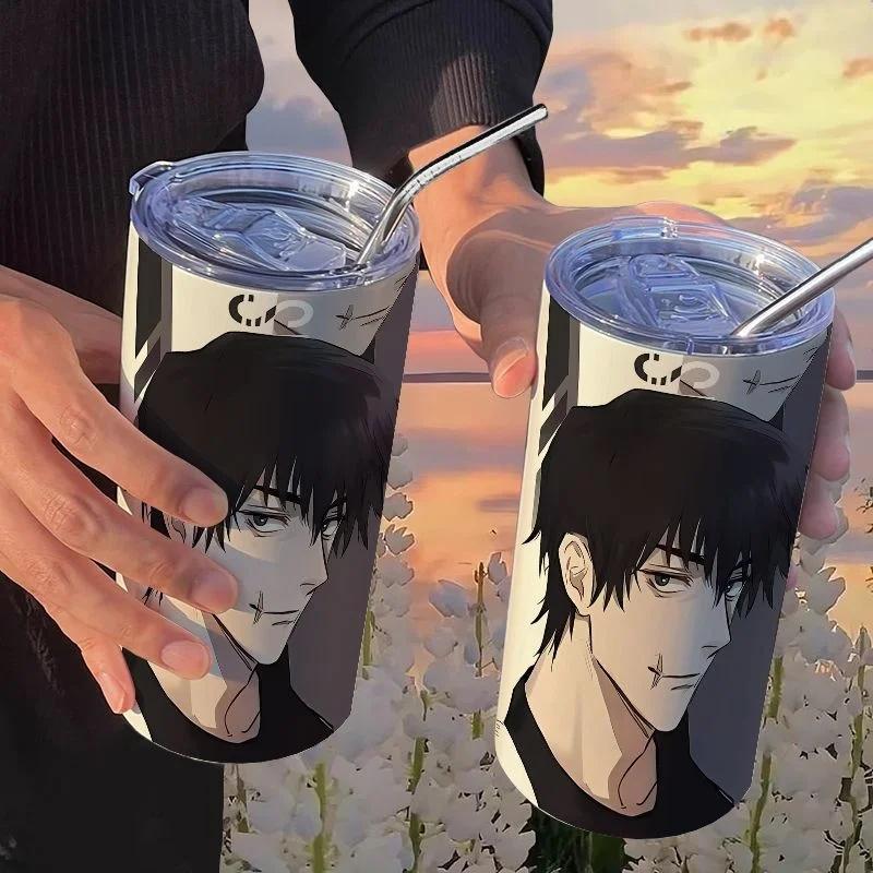 Jujutsu Kaisen Yuji Hrneček 500 ml Satoru Gojo Nerezová Ocel Cestovní Termohrnek Izolované Brčko Hrneček na Kávu Dárek Pro Děti