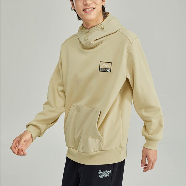 Skechers Sports Lifestyle Series Solid Color Hooded Fleece Sweatshirt Unisex Sweatshirt Irish-Cream L423U065-028R