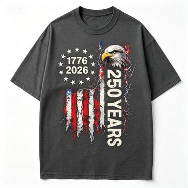 Vintage Eagle Usa Flag 17762026 250 Years Patriotic Graphic Casual Cotton Tshirt