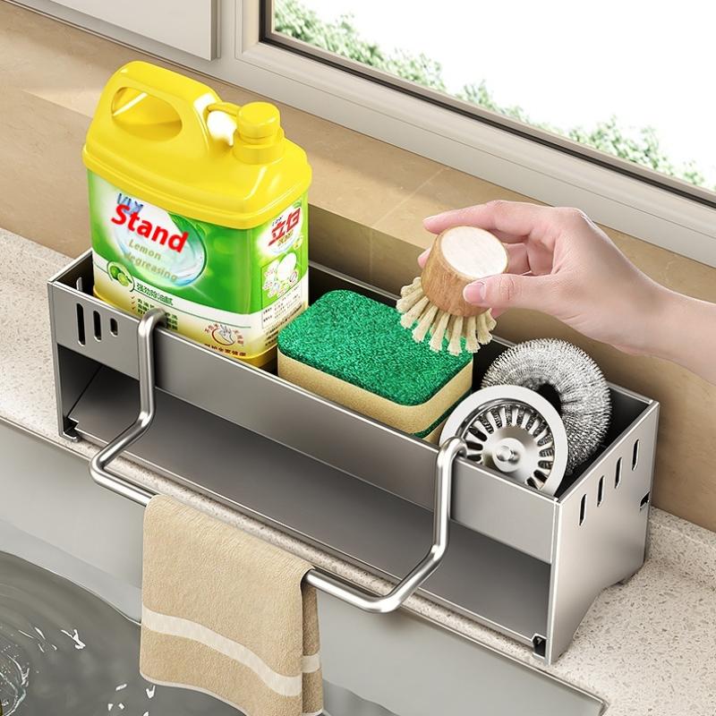 Kitchen Rack Multi-Purpose Storage Rack Rag Drain Rack Household Multi-Functional Scouring Cloth Steel Wire Ball Sponge Storage