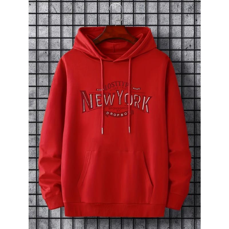 Heather Gray Vintage Burgundy New York Letter Unisex Hoodie