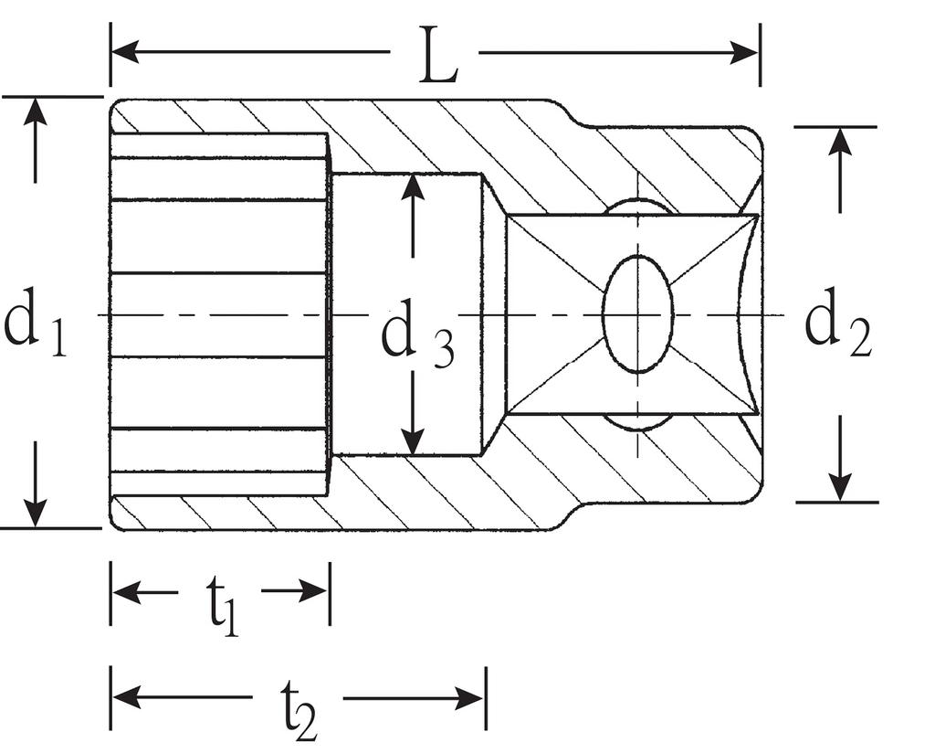 Stahlwille 50-30 12-Point Socket, 12.7mm Drive x 45mm Overall Length, 1 Piece